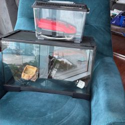 REPTI ZOO Full Glass 15 Gallon Reptile Tank, Medium Reptile Terrarium 24" X 12" X 12" for Gecko Hermit Crab Hognose Snake etc, Top Screen Ventilation 