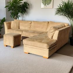 West Elm 3-Piece Microfiber Chaise Sectional Sofa Couch with Ottoman