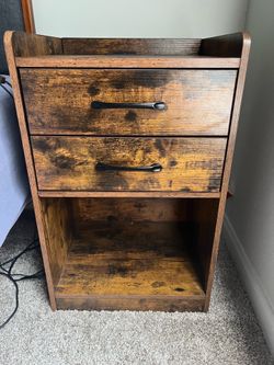 Nightstand with charging station and remote-powered LED lighting