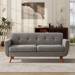65" W Grey Loveseat Sofa 