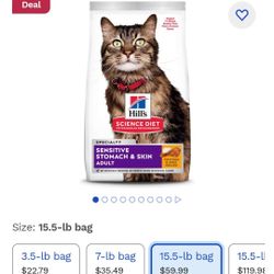 Science diet sensitive stomach adult cat food 15.5