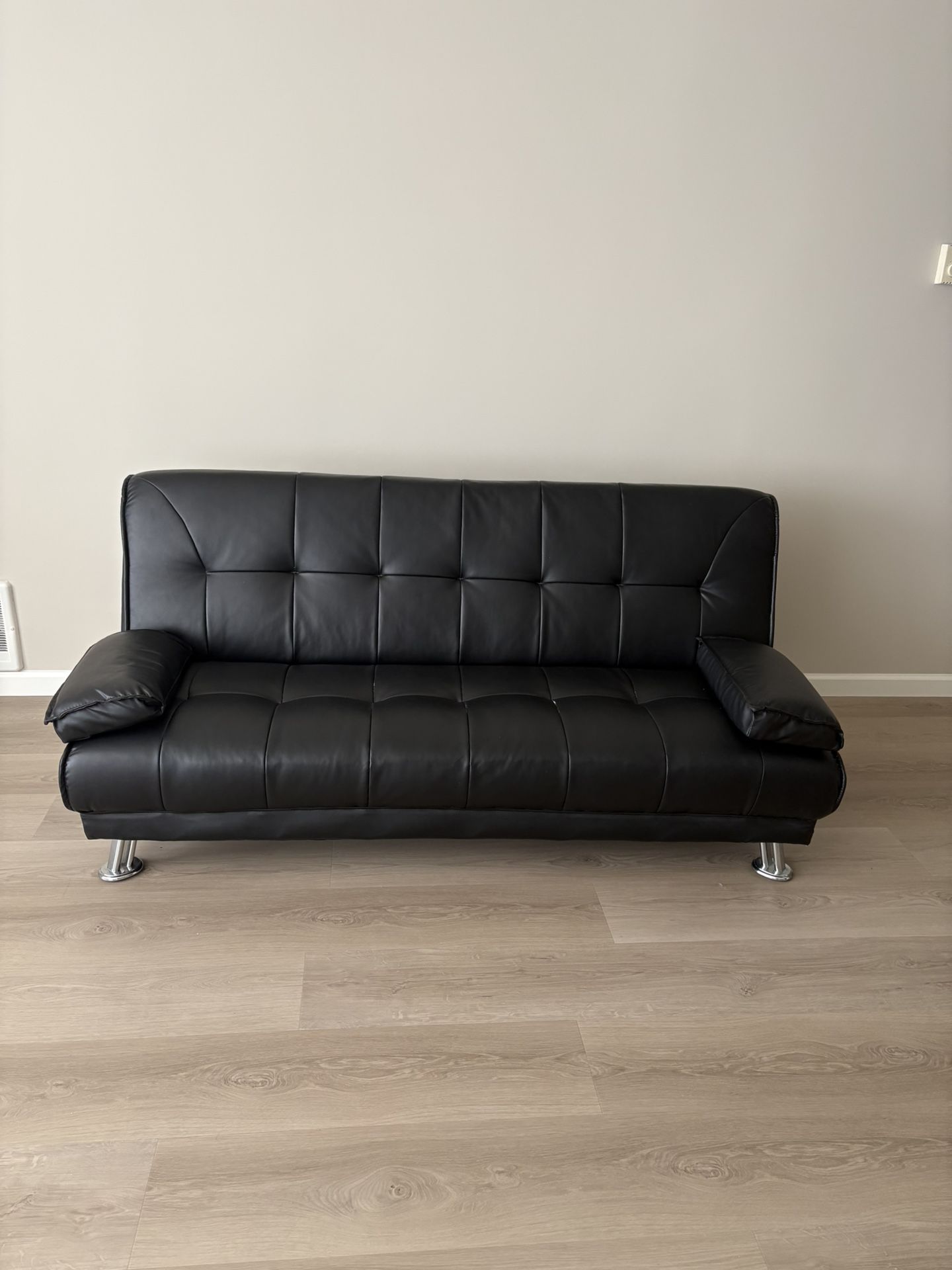 Black Faux Leather Futon