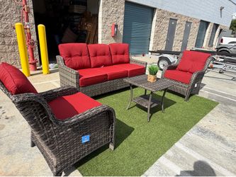 4 Piece Outdoor Wicker Rattan Conversation Set