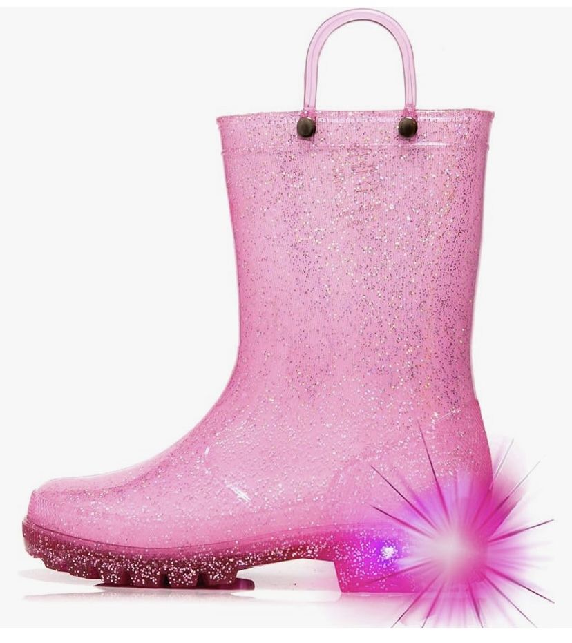 HugRain Light Up Rain Boots for Little Kids Size 8