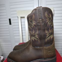 Justin Driller Western Work Boots Square Steel Toe SE4690 Men's Size 10.5 EE