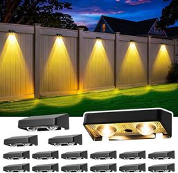 Solar Fence Lights Outdoor 16 Pack, 50 LM 11 Modes & 9 Colors Solar Lights with Brighter LED Focus Lens Waterproof IP65 for Wall Backyard Deck Patio P