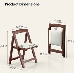 CoPaws Wooden Folding Chair - Brown Cushioned Seat