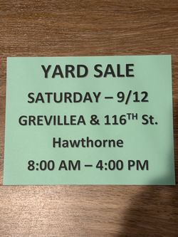 YARD SALE on Saturday  9/12