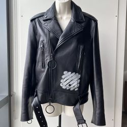 $3550 OFF WHITE LEATHER MOTORCYCLE JACKET