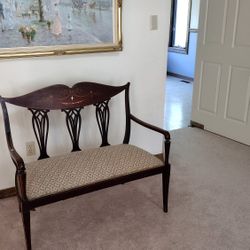 Antique Settee Love Seat with inlay for sale