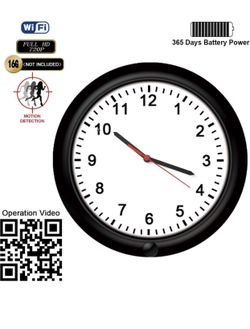 Fuvision Hidden Camera Motion Activated WiFi Surveillance Wall Clock with One Year Battery Power Standby 720P Camera Lens Adjustable Live View Remote