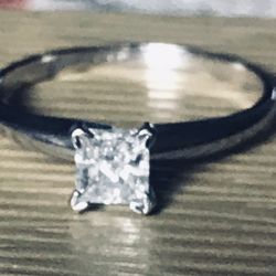 1/2 Karat Princess Cut Diamond Ring 