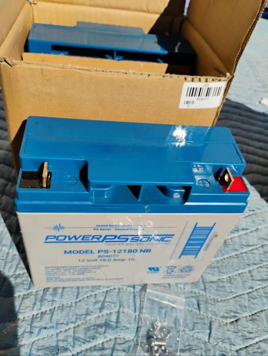 2 Pack Power Sonic 12Vdc 18Ah, Sealed Lead Acid Battery, SLA Battery PS-12180 NB