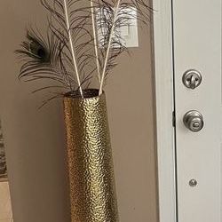 42” Gold Hammer Taper Metal Vase, For Decorations , Elements Brand, $32 Great For Christmas Decoration
