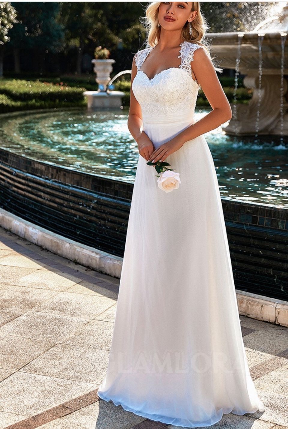 Classics A-line Sweetheart Appliques Lace Floor-Length Chiffon Wedding Dress