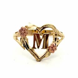 Woman’s Ladies 10k Two Toned Rose Yellow Gold Initial M in a Heart Ring Size 7.5 GP3137521