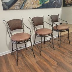 Leather Swivel Counter High Stools-3 Piece 