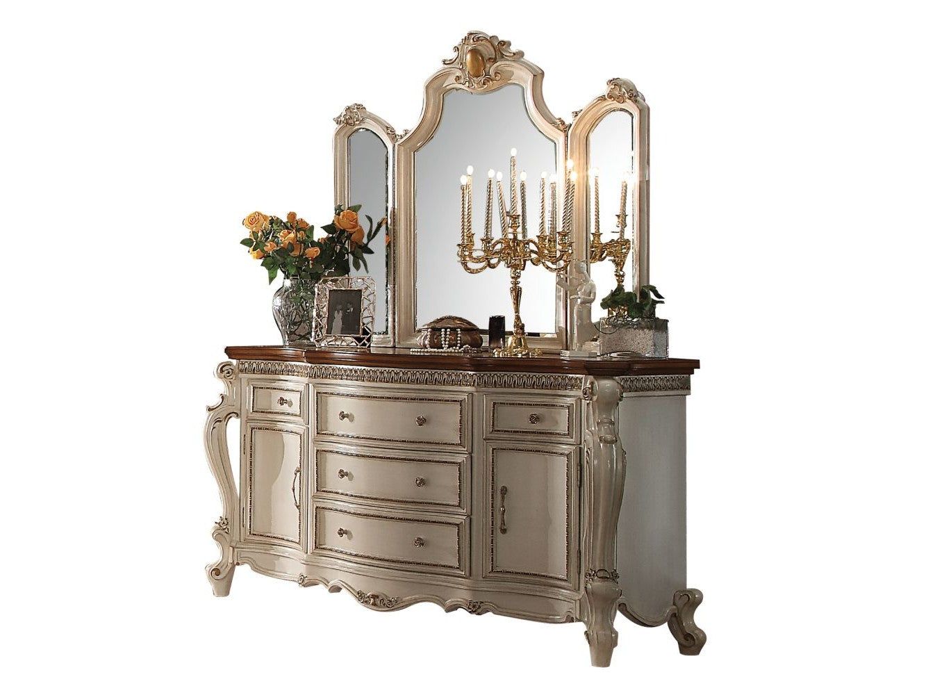 Picardy Antique Pearl & Cherry Oak Dresser