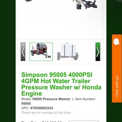 Big Brute Hot Water Power Washer Trailer 102..2 Hour Use