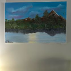 The mountains.   Favara oil painting