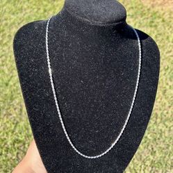925 Silver Rhodium Plated Rope Chain 2.5mm 22”