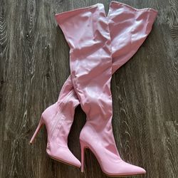 New Bubble Gum Pink Over The Knee Boots Size 7,5 