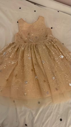 Girls Gold Sequin Star Tulle Dress