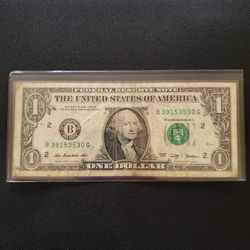 2009 $1 Dollar Bill Misprint 