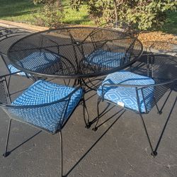 Woodard Salterini Wrought Iron Patio Set W/4 Barrel Chairs (Darien Pickup)