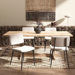 Homy Casa Pomona Upholstered Dining Chairs Set of 4 Beige