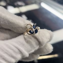 GOLD BLUE STONE RING