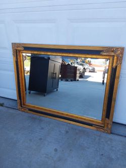 Large Gold and Black Ornate Framed Wall Mirror