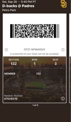 Padres vs Diamondbacks - Sat, Sep 26