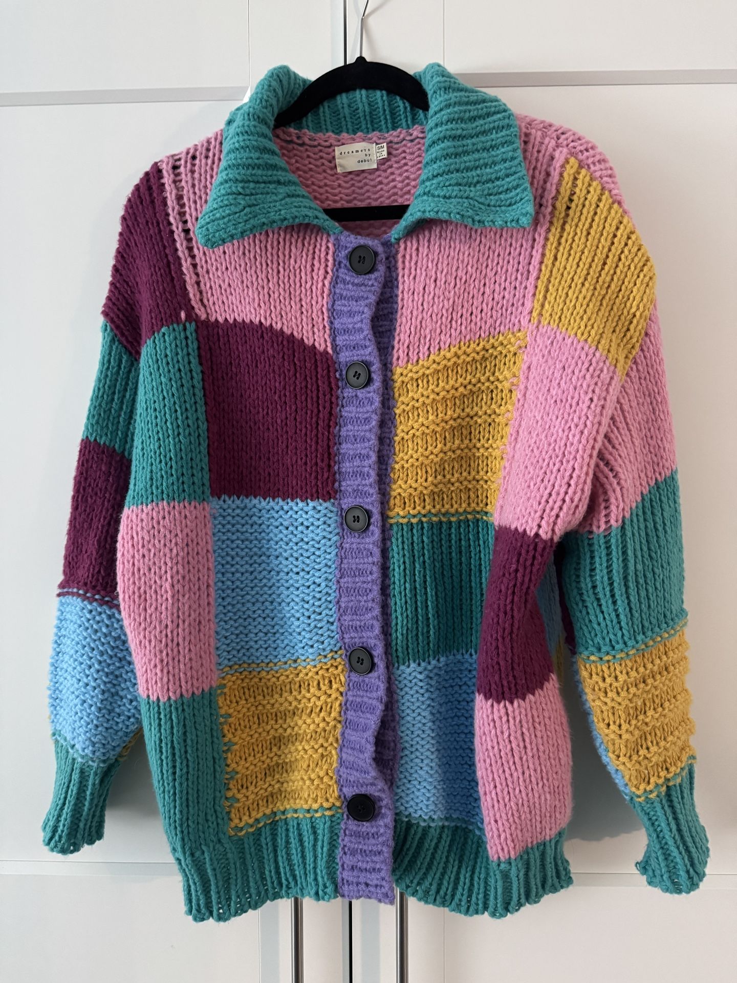 Dreamers by Debut Colorful Patchwork Cardigan, Size S/M