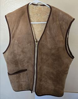 Knights Tailors Limited Vintage Suede Vest With Pure Wool Sherpa Lining Size 40