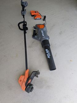 Atlas 40 volt lithium blower and string trimcluding battery and charger