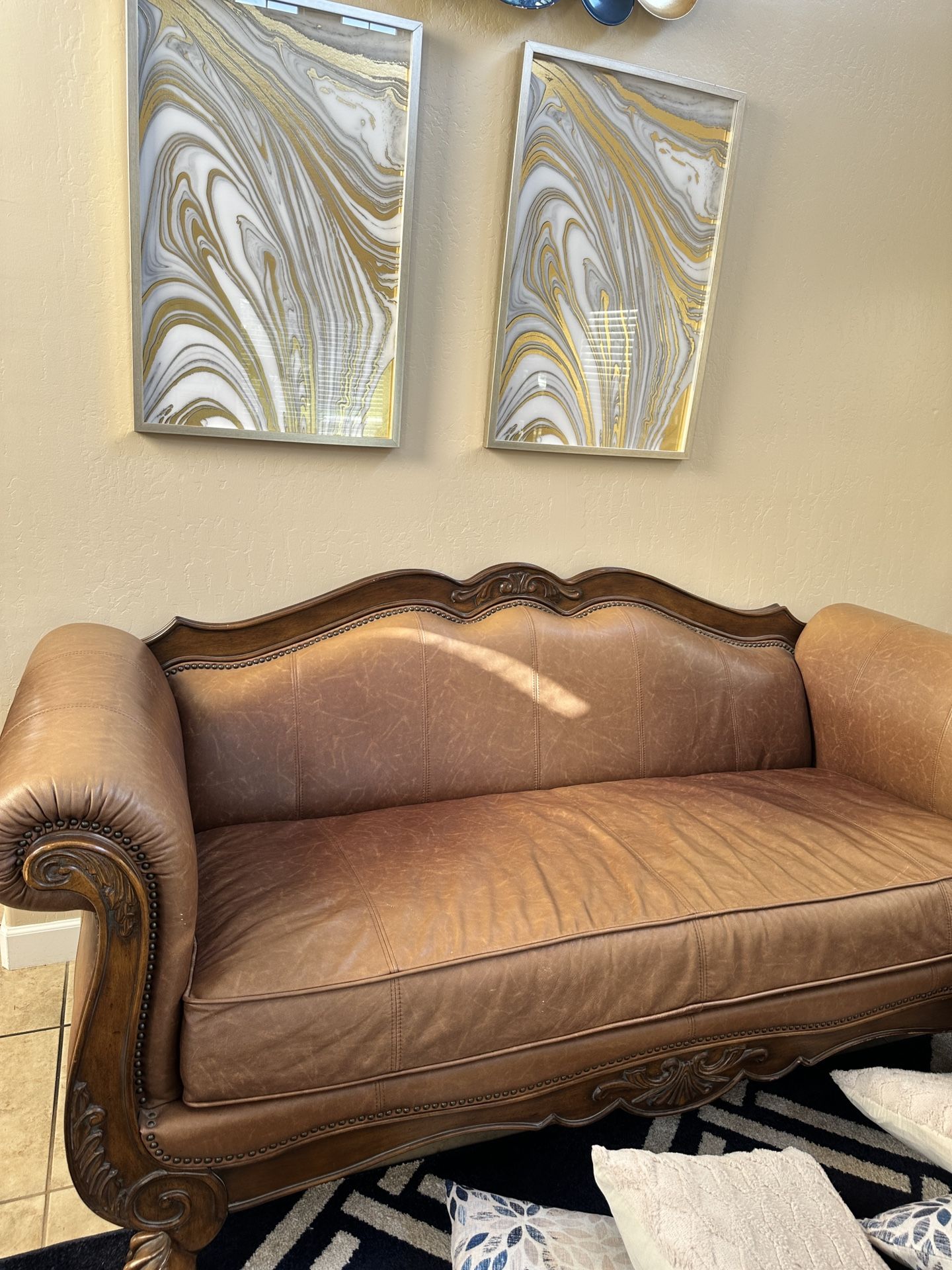 Two Piece Leather Sofa Set