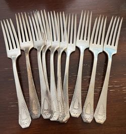Set Of 11 (large) 1847 Rogers Bros Dinner Forks Triple XS