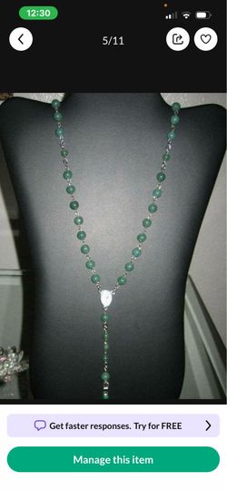 Handmade By Marele22 Genuine Stones Tiger's Eye Bead Rosary Necklace