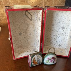 Porcelain Doll Purses And Toy Trunk