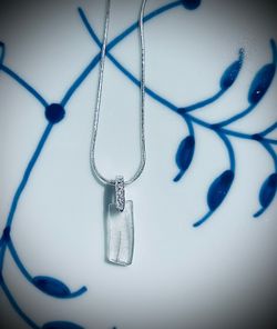 Icy White Sea glass on 925 Sterling silver necklace with cubic zirconia clasp