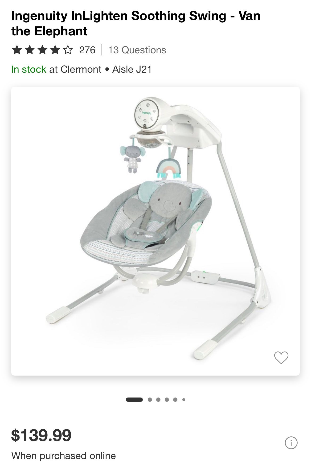 New In Box Ingenuity Baby Swing