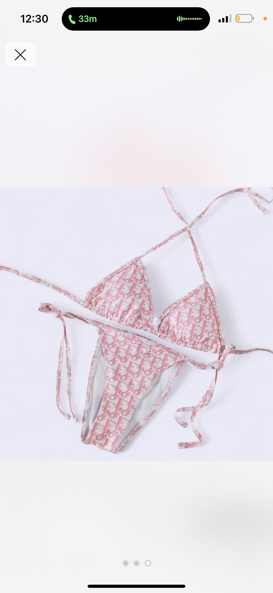 Dreamy pink & white bikini set with luxe inspired monogram print 💗 