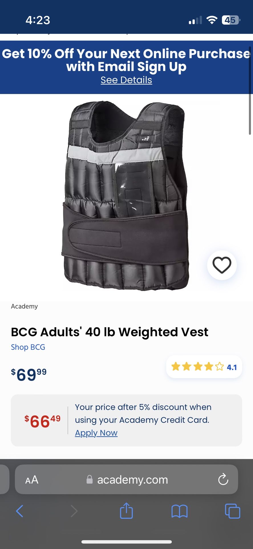 BCG Weighted Adults Workout Vest