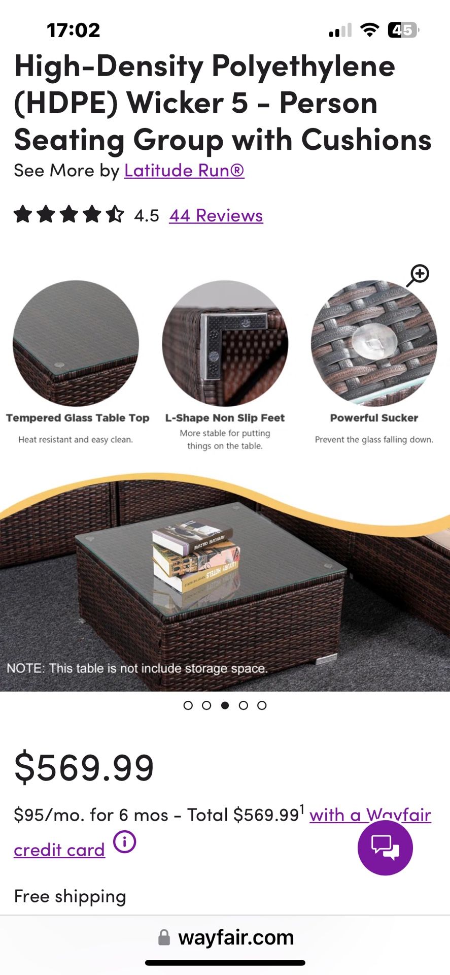 High Density Polyethylene Wicker Table - With Tempered Glass Top