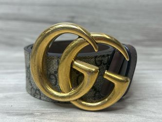 Gucci 400593 GG Supreme Canvas Belt With Gold Double G Buckle (PO1026083)