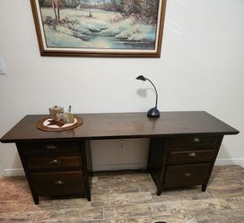 Solid wood double pedestal executive desk