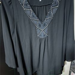 Unique Black Women Top With Wide Sleeves 