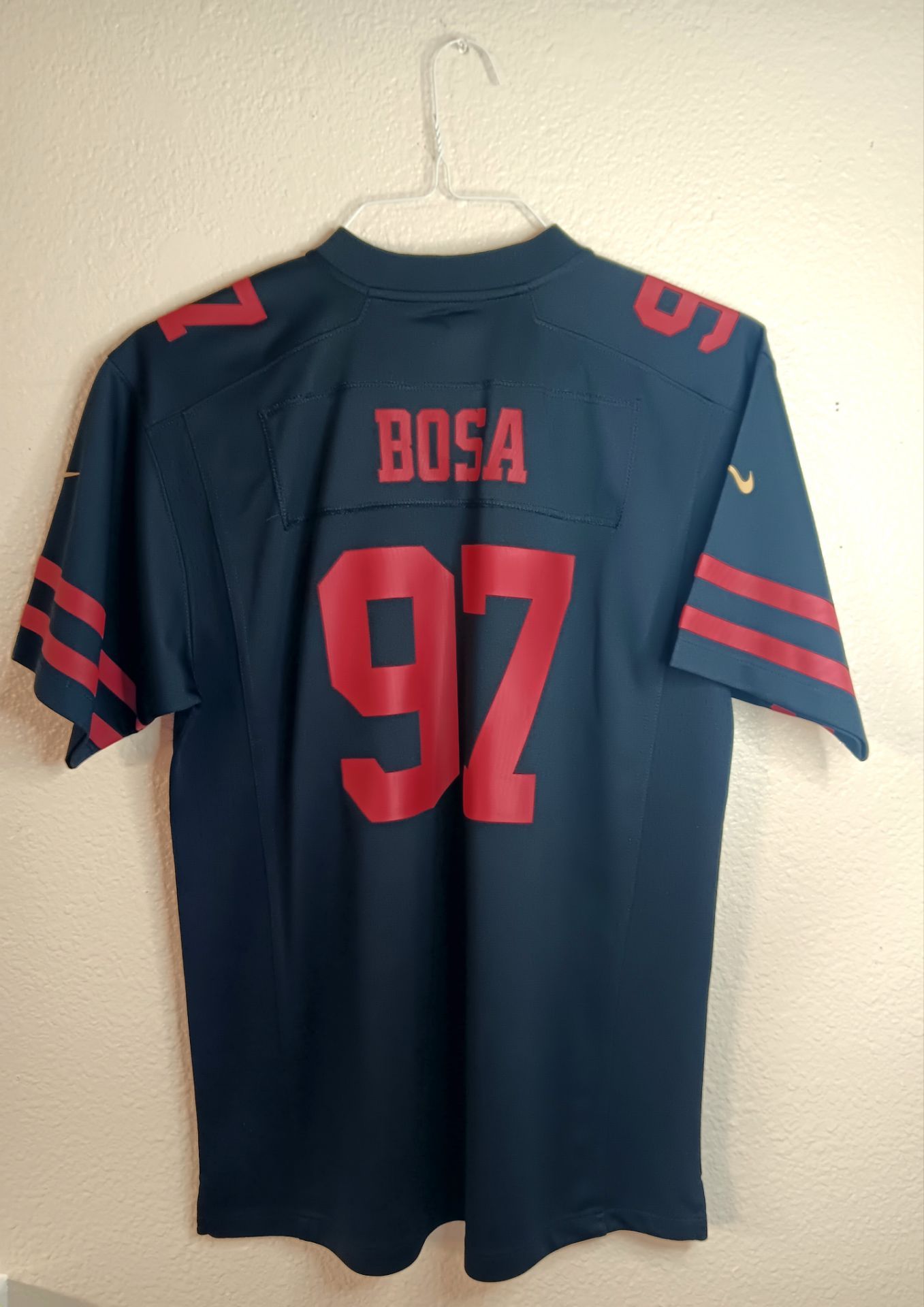 Nike 49ers #97 Nick Bosa Black & Red Youth Xl Jersey On Field Edition