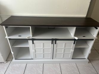 Farmhouse TV Stand with Sliding Barn Doors